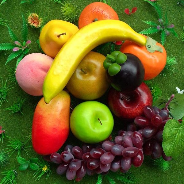 

110g pu foam resin artificial fake fruits simulation plastic apple banana pear mango peach orange home garden decoration party