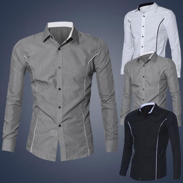 

sell autumn men shirts fashion personality men's casual slim long-sleeved drop 0727, White;black