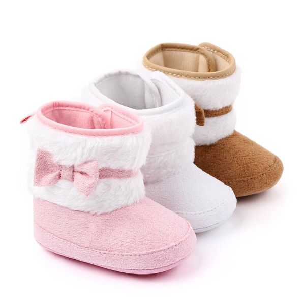 

first walkers baby 0-12m warm born infant girls boots plush bow princess ankle snow winter toddler shoes