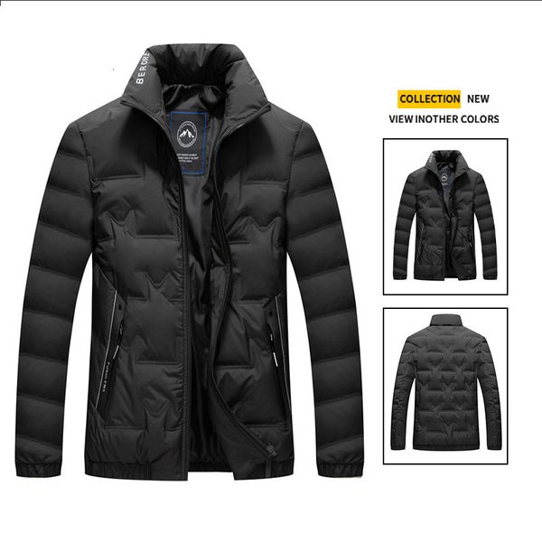 

stand down jacket men's collar 2021 new handsome short thickened winter coat, Black;brown
