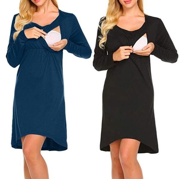 

maternity dresses 2021 autumn/winter clothing christmas pregnant women breastfeeding convenience skirt mom casual clothes for mother, White