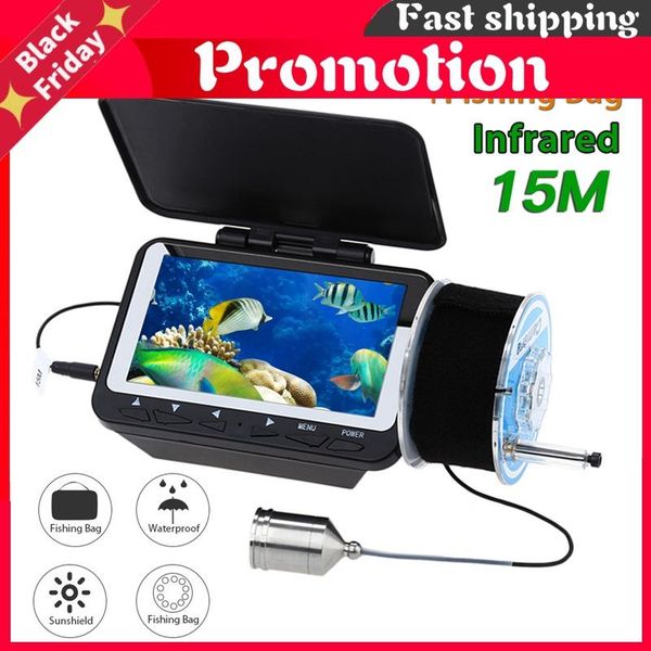 

fish finder f06 15m 1000tvl underwater ice fishing camera 4.3" lcd monitor 8pcs led night vision for