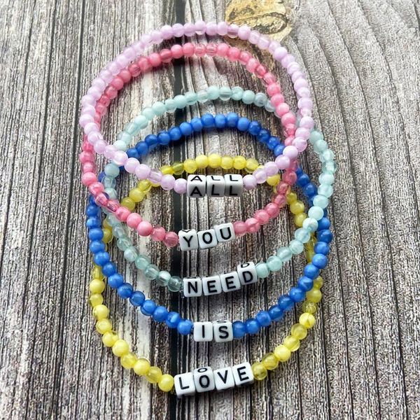 

charm bracelets bohemian bracelet small beaded statement inspiration letter handmade strech elastic asjustable set for women, Golden;silver