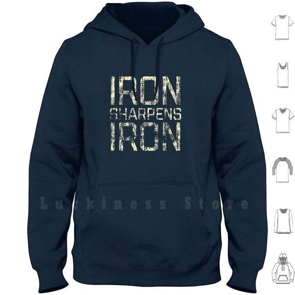 

iron sharpens hoodies bible quote motivational inspirational men's & sweatshirts, Black