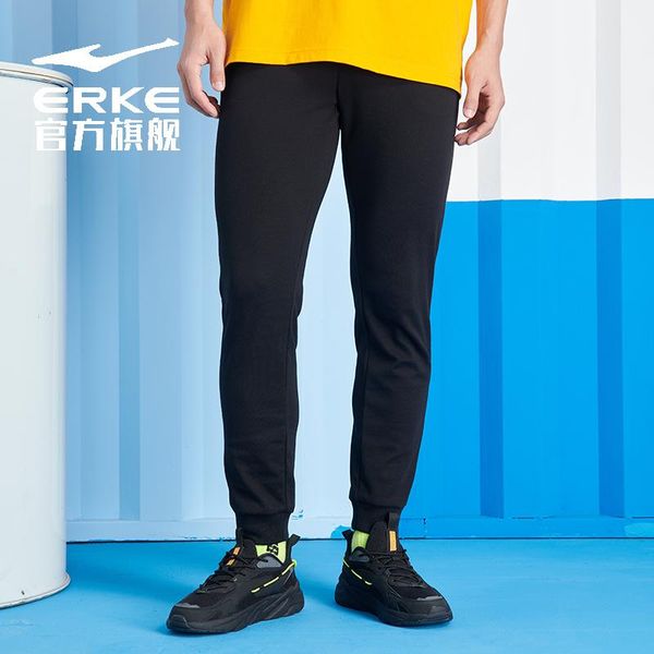 

running pants hongxing erke sports men's 2021 summer thin knitted breathable sweat absorbing leisure closing nine point, Black;blue