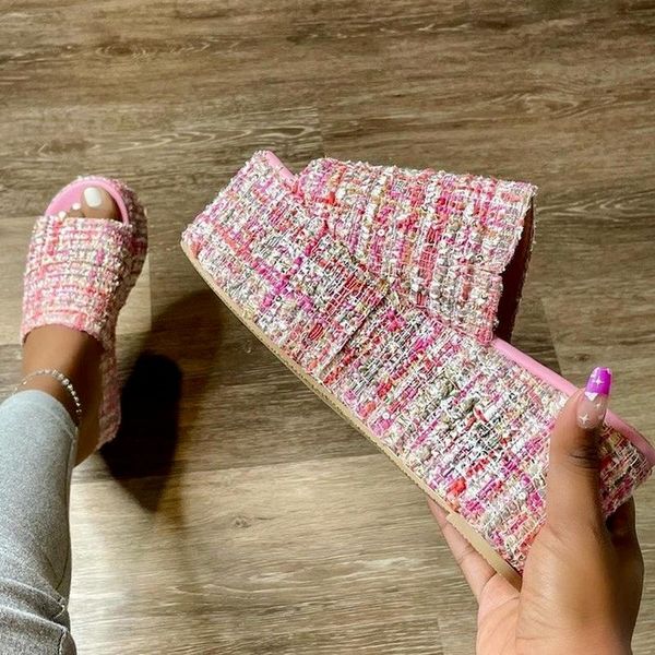 

sandals autumn women shoes small fragrance platform slippers comfortable wedges open-toed zapatillas mujer, Black