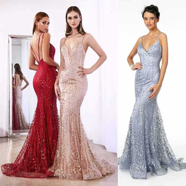 

luxury party evening dress 2021 bronzing sequin host slim long sling evening drs style, Black