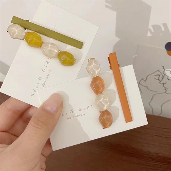 

hair accessories korean avocado green geometric irregular acrylic barrettes for women girls fashion hairpins clips