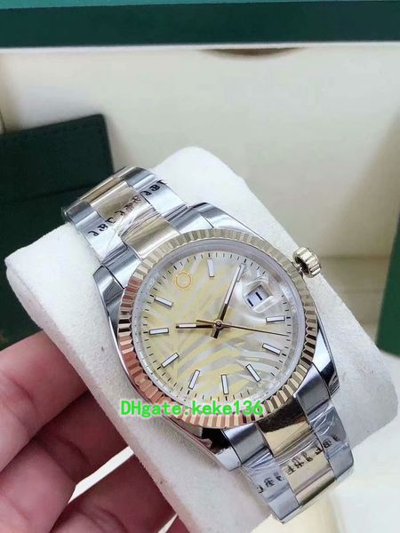 

fashion wristwatches men watches 126233 36mm gold palm leaves dial stainless steel oyster strap 2813 movement automatic mechanical mens watc, Slivery;brown