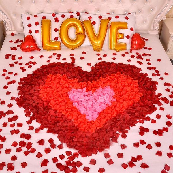 

other accessories wedding simulation 100 pieces*6 rose petals scene room layout decoration silk cloth, White