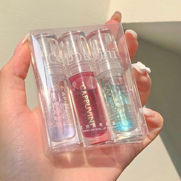 

lip gloss 3pcs natural high lipstick set long lasting moisturizing nourishing reduce lips lines plumping oil tslm1