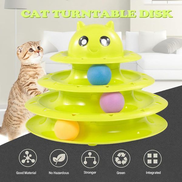 

layers pet toys cat track toy tower interactive trilaminar turntable plastic crazy ball disk for kitten cats