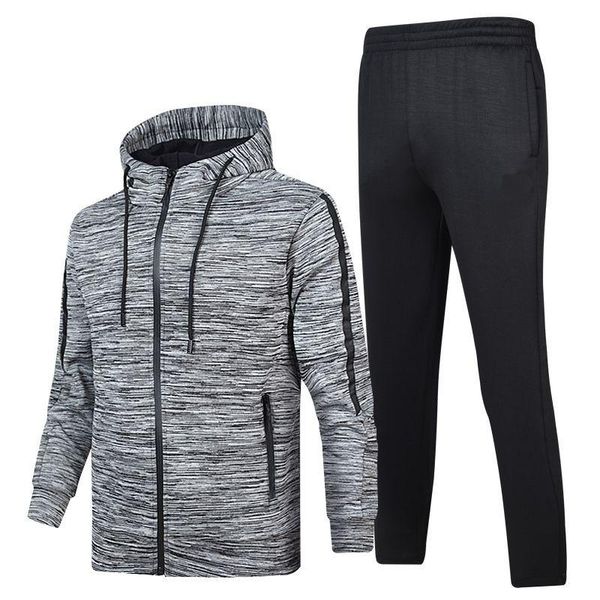 

men's tracksuits sportswear tracksuit mens sets two pcs hooded jacket+sweatpants male fashion jogging suit sweatsuit clothing, Gray
