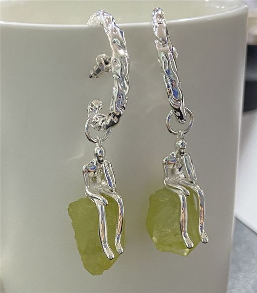 

the thinker earrings crystal copper gold-plated detachable ear pins small ins style art all-match jewelry accessories, Silver