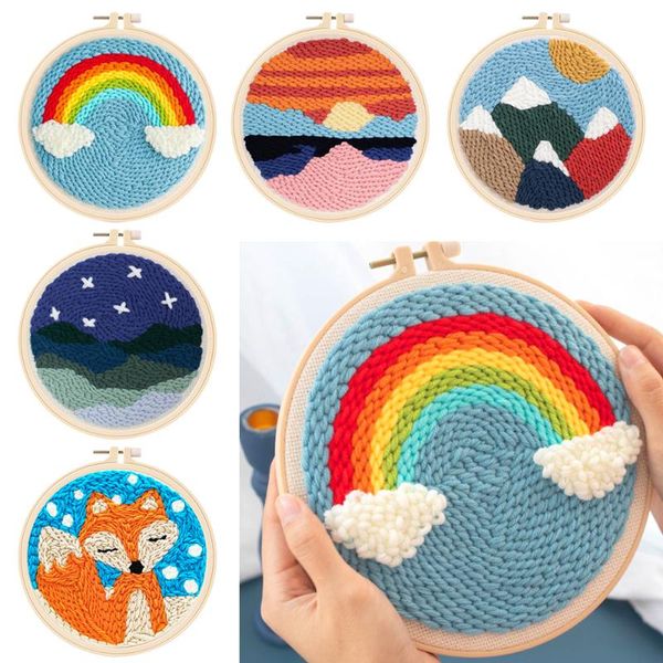

other arts and crafts 1set diy embroidery material package for beginner handmade cross stitch kits with hoop home decoration