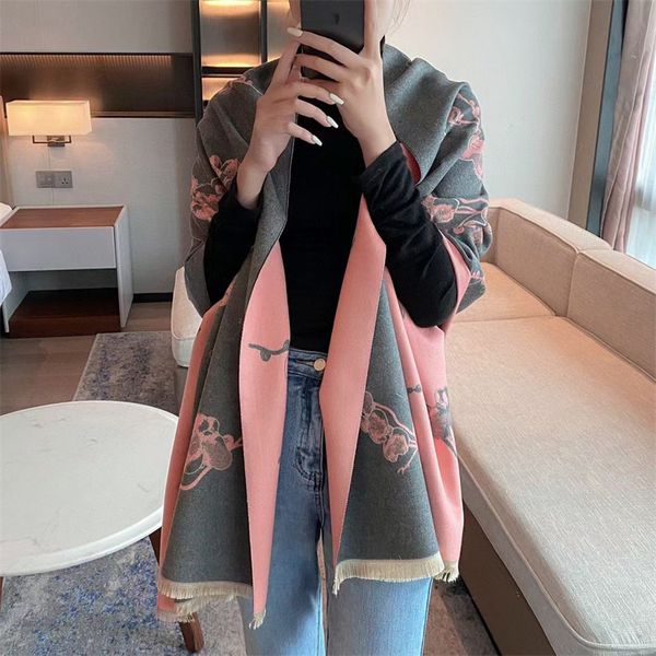 

new double-sided two-color whole single cashmere brushed scarf office air conditioning room shawl korean version, Blue;gray