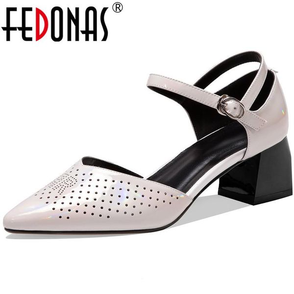 

dress shoes fedonas famale est genuine leather women spring summer high heels pumps slip on elegant wedding basic woman, Black