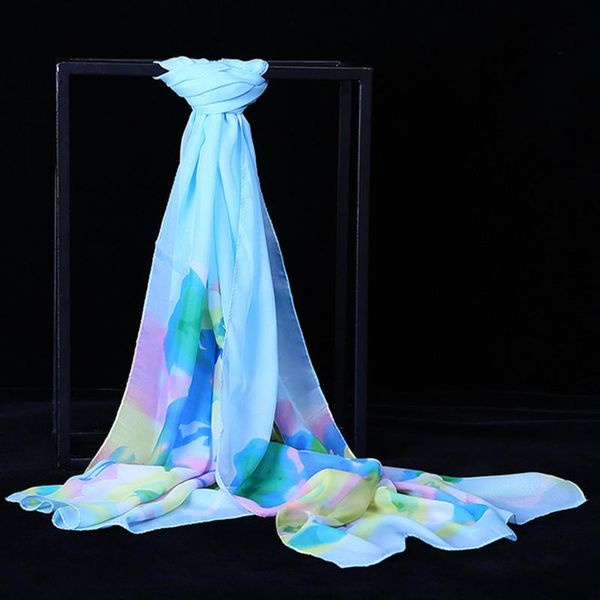 

scarves brand chiffon scarf women spring summer silk thin flower shawls and wraps foulard print hijab stoles wholesale, Blue;gray