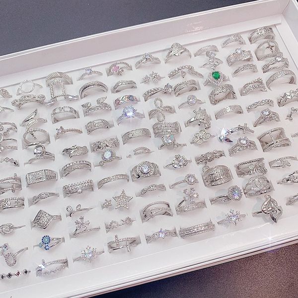 

geometric type ring shine light gorgeous crystal zircon simple micro inlaid ring mixed style, Golden;silver