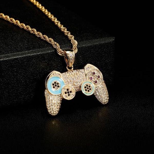 

hiphop game console pendant necklace handle gold chain mental charms party for men women gifts, Silver