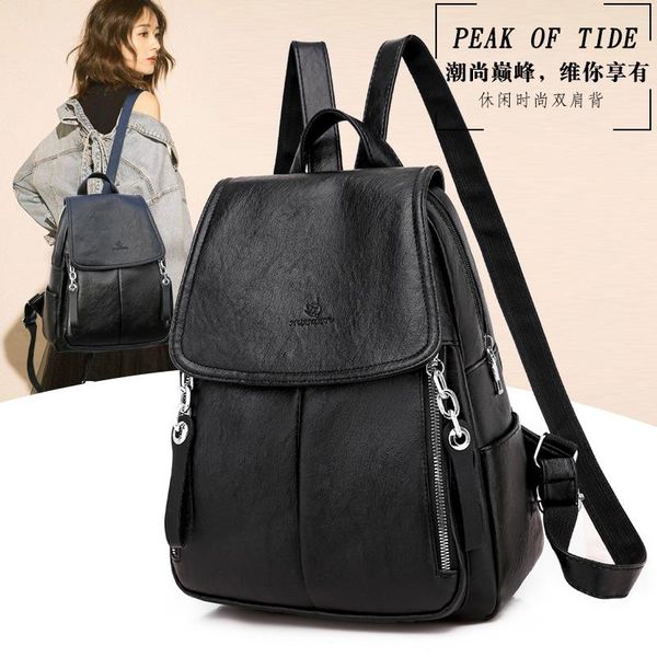 

outdoor bags backpack women 2021 fashion bag korean travel simple pu leather ladies