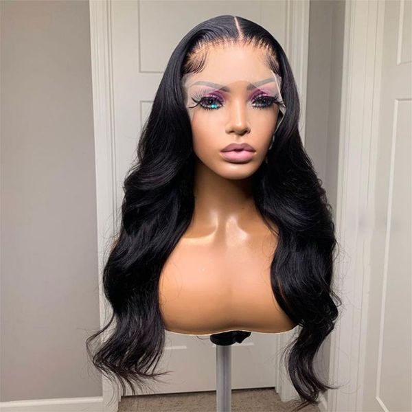 

lace wigs 13x6 wavy frontal human hair brazilian transparent hd 22inch for black women, Black;brown