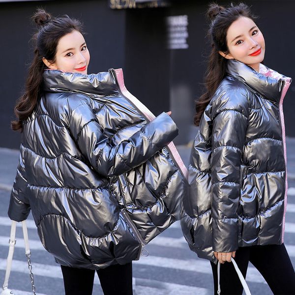 

cotton jacket, women's bright face, winter thick padded jacket, Black;brown