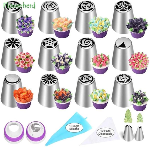 

pcs russian piping tips set 12 flower frosting tip nozzles icing cake decorating kit baking supplies cookie cupcake & pastry tools