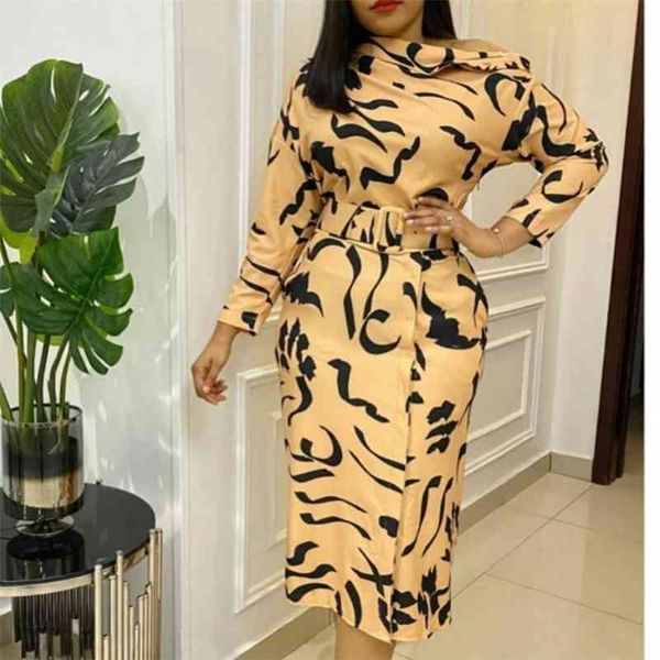

women print dresses elegant office ladies long sleeves autumn fashion with wasit belt classy female vestidos new work wear lady 210323, Black;gray