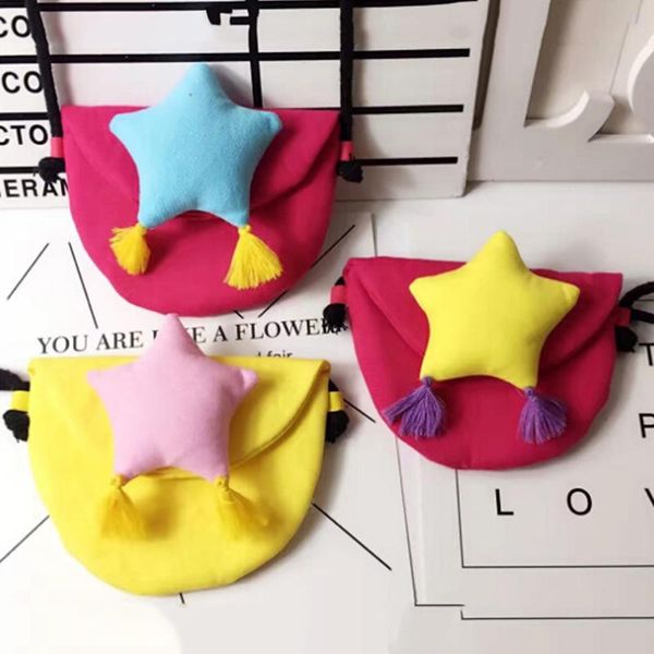 

women pentagram pattern coin purse shoulder bag child girls mini wallet corduroy portable handbag children's messenger, White