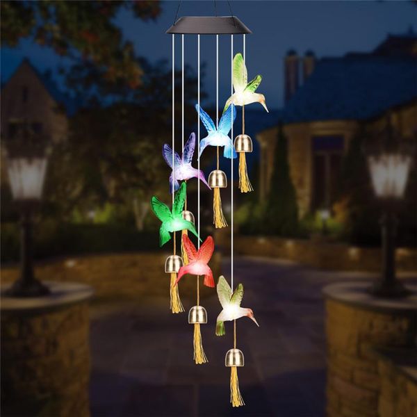 

solar lamps outdoor led wind chime light color changeable powered hanging lamp pendant for garden yard decoration