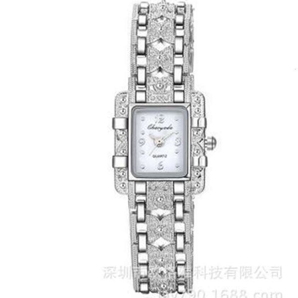 

watch ogya roman style square diamond inlaid steel band 68 movement female, Slivery;brown