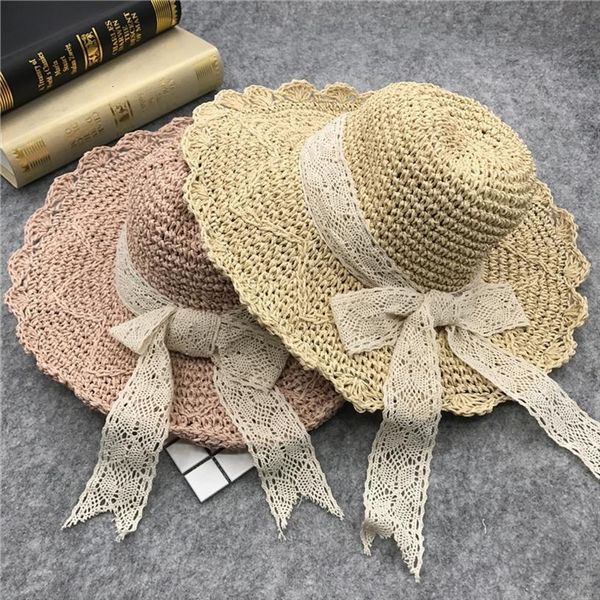 

handmade wide big brim straw hat summer beach for holiday women uv protection bow female along ladies, Blue;gray