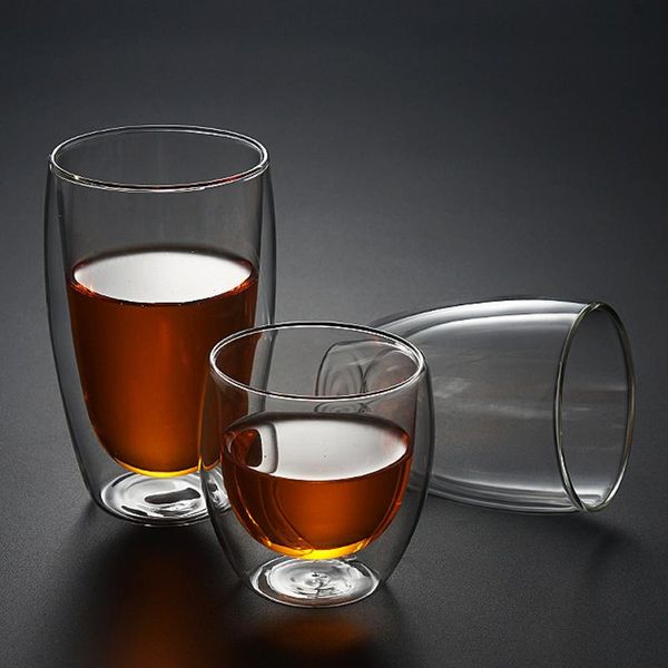 

80-450ml heat resistant double wall glass cup transparent beer coffee creative heart cups handmade healthy drink mug tea mugs wine glasses