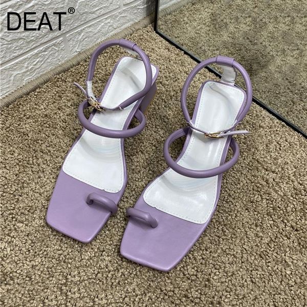 

dress shoes [deat] 2021 spring summer square toe narrow band split toes pu leather high heels sandals for women fashion 10i035, Black