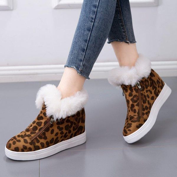 

boots 2021 winter women ankle warm pu plush woman shoes flats lace up ladies short snow, Black