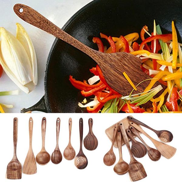 

dinnerware sets wooden spoon set cooking utensils women grandmas natural material multifunction smooth kitchen tool