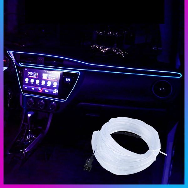 InteriorExternal Lights Auto-Atmosphärenlampe EL-Kaltlichtlinie mit USB-Armaturenbrett-Streifenaufkleber für Megane 2 3 Duster Logan Clio 4