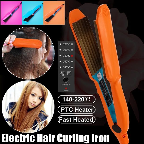 

professional electric curling iron 140-220 ptc heater hair crimper curler corn plate fluffy wand crimping perm splint salon, Black