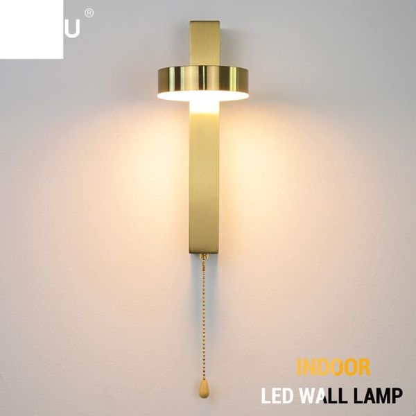 

led indoor wall lamps switch stair light fixture nordic sconces home deco glod luminaire bedroom lamp