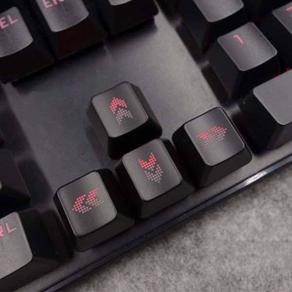 

keyboards 4pcs r1 oem profile backlight keycaps for cherry mx switch mechanical gaming keyboard black red color arrow key cap