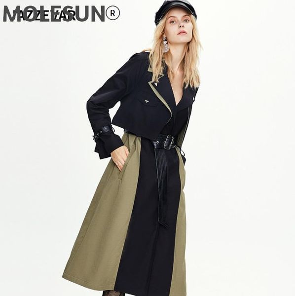 

women's trench coats original design contrast color coat women plus long fashion, Tan;black
