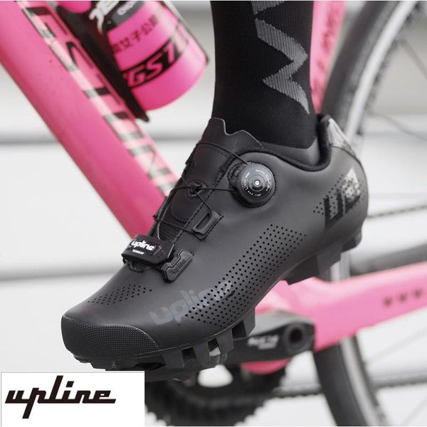 

upline mtb cycling shoes men sports route cleat road dirt bike speed flat sneaker racing women bicycle mountain spd biking footwear, Black