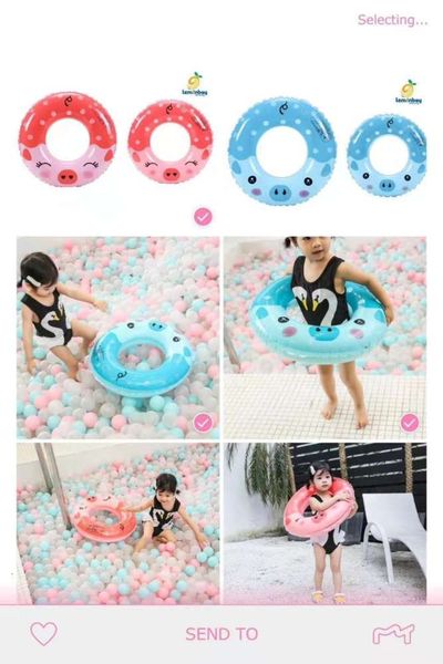 

flash cartoon thickening swimming circle mengmeng pig children's lemon bay, Blue