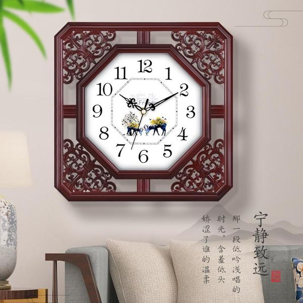 

wall clocks classical chinese clock creative traditional plastic art unique square horloge murale living room decor ei50wc