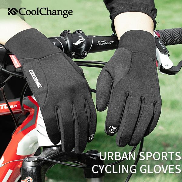 

coolchange fall winter gloves windproof warm touch screen cycling full finger bicycle guantes moto mtb bike glove, Black