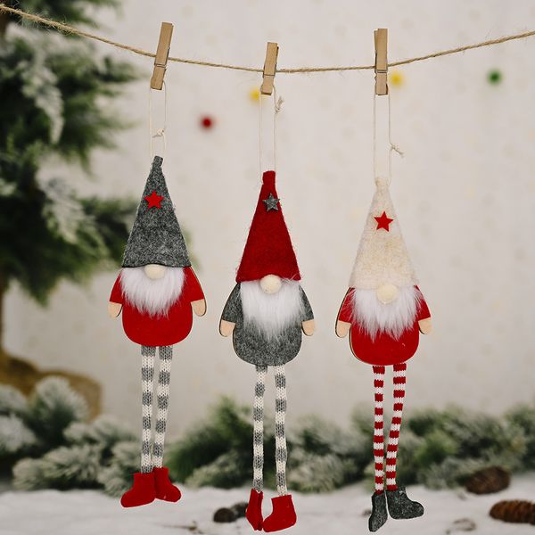 Árvore de Natal Pendurado Gnomes Ornamentos Handmade Plush Elf Doll Pingente Xmas Ano Novo Decorações Home XBJK2108