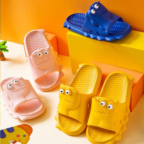 

childrens slippers summer boys and girls cute cartoon dinosaurs soft-bottom bath children kids baby sandals and slippers kf07, Black;red