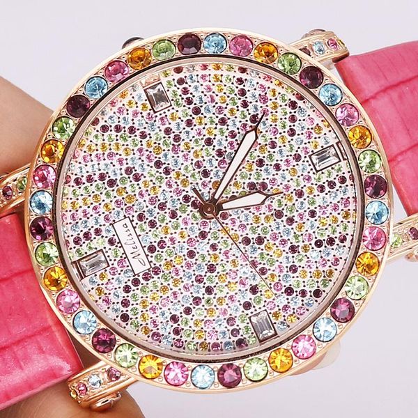 

wristwatches full crystal melissa lady women's watch big hour japan quartz fashion leather bracelet luxury christmas girl's birthd, Slivery;brown
