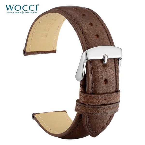 

wocci genuine leather watch strap 14mm 16mm 18mm 19mm 20mm 21mm 22mm 24mm replacement watch bands for women men wristwatch h0915, Silver